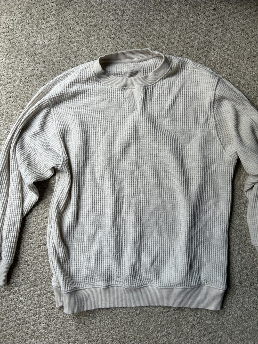 aerie Women's Waffle-Knit Crewneck Sweatshirt in Light Beige